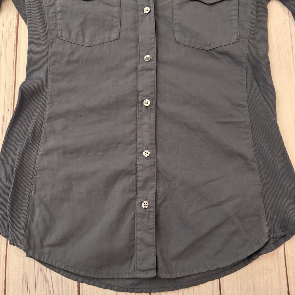 James Perse Three-Quarter Sleeve Button-Up Shirt Top Size 3 Blue Noir Women's - Picture 5 of 12